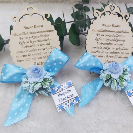 Ahşap Kalp Süslü Nazarlık Hediyelik