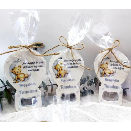 Yeni Doğan Bebek Buzdolabı Magnet Yıldızda Uyuyan Ayıcık