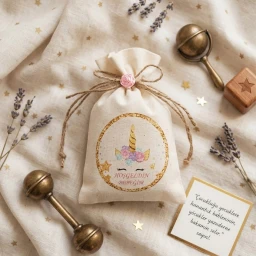 Unicorn Baskılı Lavanta Kesesi Bebek Hediyesi, Bebek Mevlüt Hediyesi, Bebek Şekeri