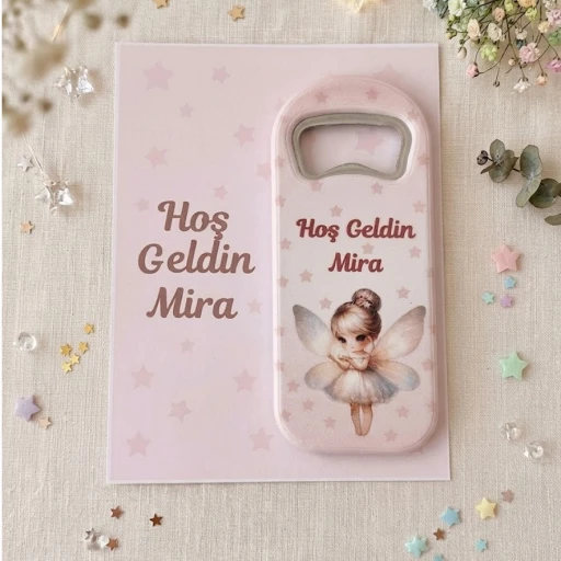 Kart Üzeri Perii Kız Bebek Açacak Magnet Yeni Doğan Hediyelik