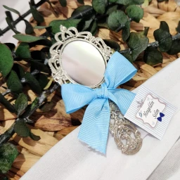 Kelbek Figürlü Ayna 6 Adet Gümüş Bebek Hediyelik