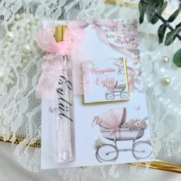 Kız Bebek Cam Fısfıs Kolonya Şişesi ve Çikoloata Yeni Doğan Hediyelik