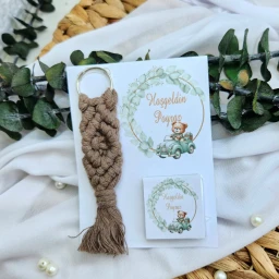 Makrome Anahtarlık Bebek Şekeri Yeni Doğan Erkek Bebek Hediyelik Çikolatalı