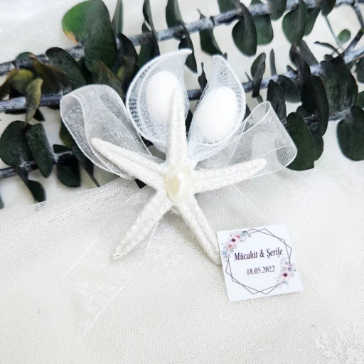 Deniz Yıldızlı Nostarjik İlginç Nikah Nişan Söz Hediyelik Nikah Şekeri Magnet