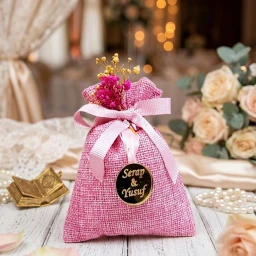 Pleksi İsimlikli Pembe Lavanta Kesesi Bebek Doğum Hediyeliği