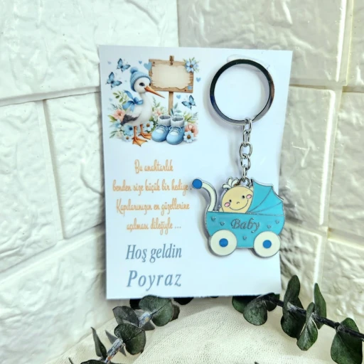 Puset Anahtarlık Kağıt Üzeri Yenidoğan Bebek Hediyelik