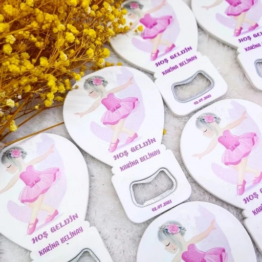 Balerin Baskılı Balon Açacak Magnet 11x7 cm Uv Bebek Magnetleri Bebek Şekeri