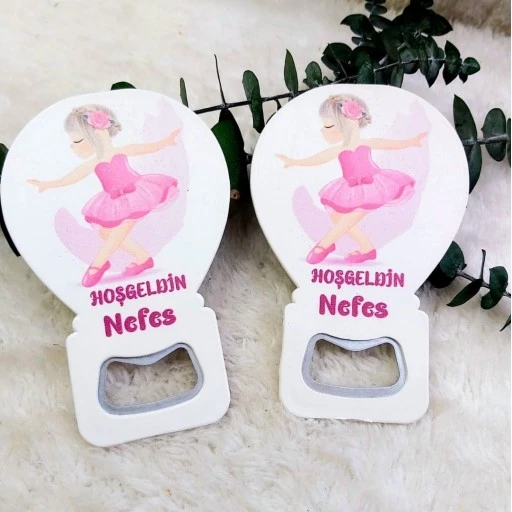 Balerin Baskılı Balon Açacak Magnet 11x7 cm Uv Bebek Magnetleri Bebek Şekeri