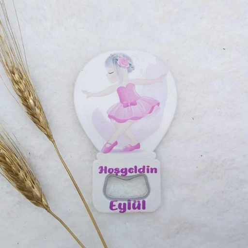 Balerin Baskılı Balon Açacak Magnet 11x7 cm Uv Bebek Magnetleri Bebek Şekeri