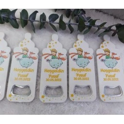 Bebek Baskılı Biberon Açacak Magnet 4,5x10,5 cm Uv Erkek Bebek Magnetleri Bebek Şekeri