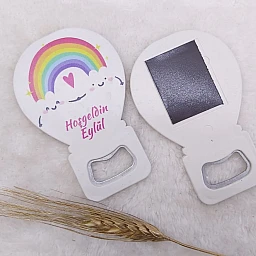 Gökkuşağı Baskılı Kız Bebek Balon Açacak Magnet 11x7 Cm Uv  Bebek Magnetleri