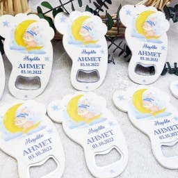 Tavşan Basklı Ayak Açacak  11x8 Cm Uv  Bebek Magnetleri Bebek Şekeri