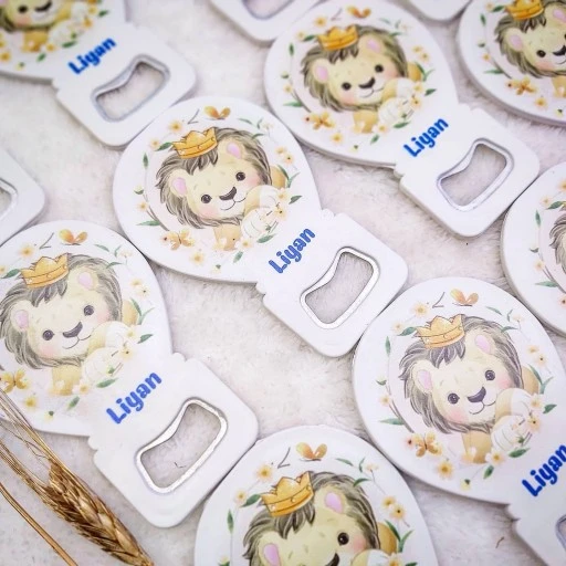 Aslan Baskılı Balon Açacak Magnet 11x7 cm Uv Bebek Magnetleri Bebek Şekeri