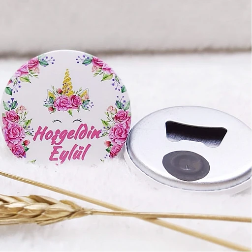 Bebek Buzdolabı Süsü Buton Açacak Magnet Unicorn Uv Baskılı
