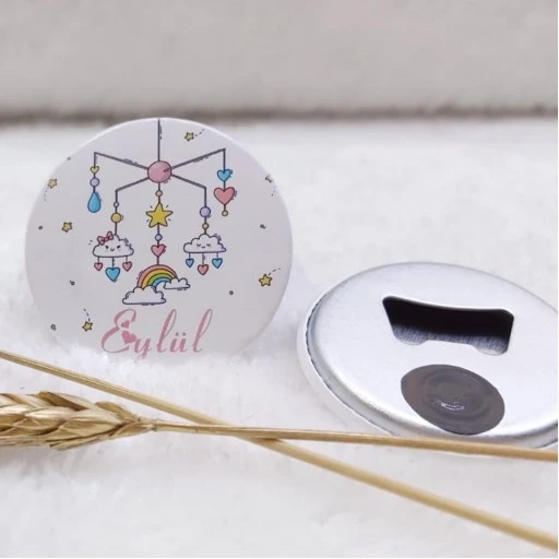 Buton Açacak Magnet Kız Bebek Magnetleri Uv Baskılı