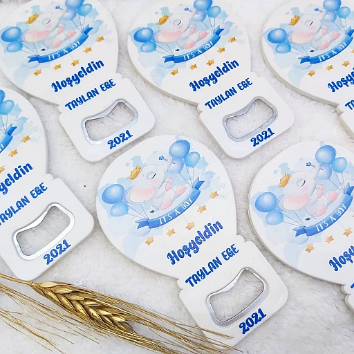 Fil Baskılı Balon Açacak Magnet 11x7 cm Uv Kız Bebek Magnetleri Bebek Şekeri