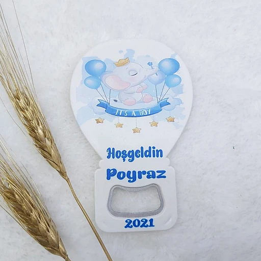 Fil Baskılı Balon Açacak Magnet 11x7 cm Uv Kız Bebek Magnetleri Bebek Şekeri