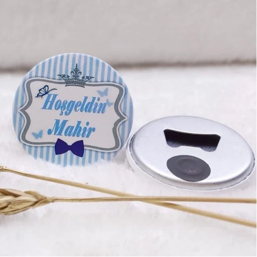 Fiyonklu Açacak Magnet Erkek Bebek Şekeri Uv Baskılı