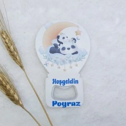 Panda Baskılı Balon Açacak Magnet 11x7 cm Uv Bebek Magnetleri Bebek Şekeri