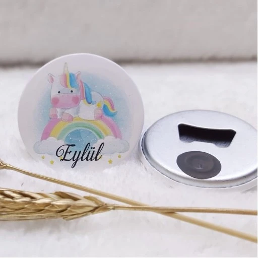 Bebek Şekeri Buton Açacak Magnet Unicorn Uv Baskılı