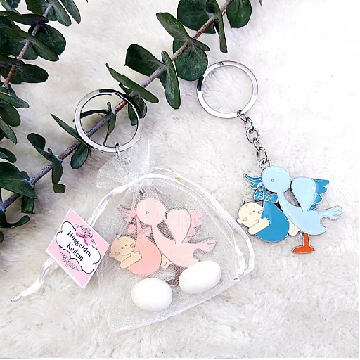 Kese İçinde Leylek Bebek Doğum Hediyeliği