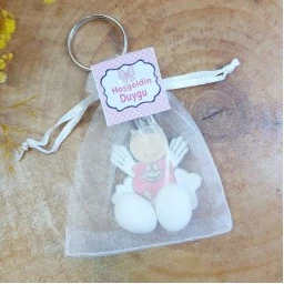 Kese İçinde Melek Bebek Anahtarlık Bebek Şekeri