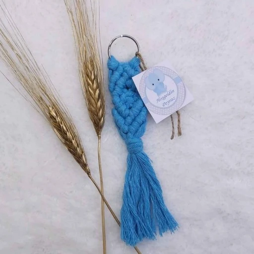 Makrome Anahtarık Bebek Hediyeğili Erkek Bebek Şekeri