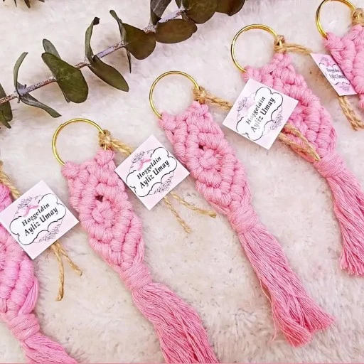 Makrome Anahtarık Bebek Hediyeğili Kız Bebek Şekeri