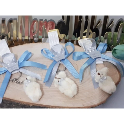 Pleksi İsimlikli Tüylü Ayıcık Anahtarlık