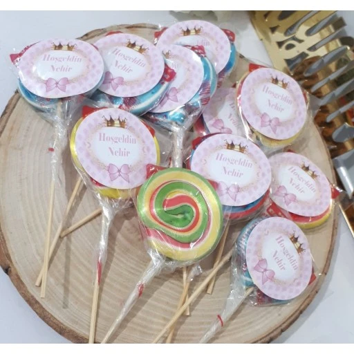 Lolipop Etiketli Bebek Ve Doğum Günü Şekeri
