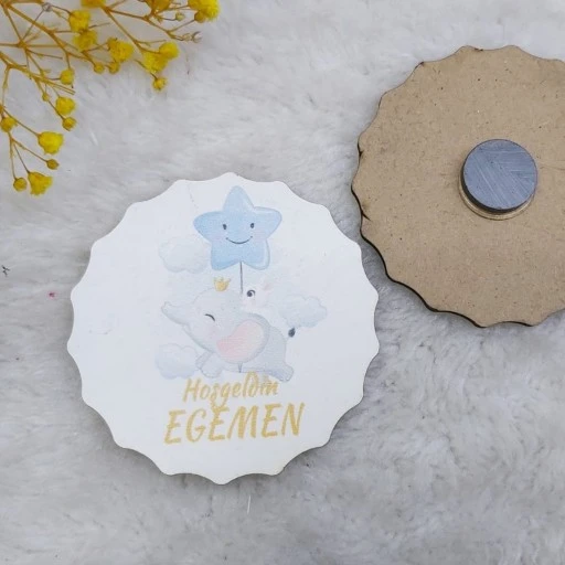 Ahşap Bebek Magnetleri Fil Baskılı