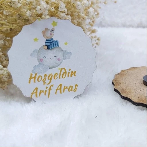 Ahşap Buzdolabı Bebek Magnet