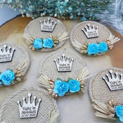 Ahşap İsimlikli Magnet Bebek Şekeri Hediyelik