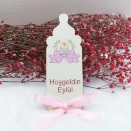 Biberon Şekinde Balon Baskılı Ahşap Bebek Magnetleri Uv Baskı