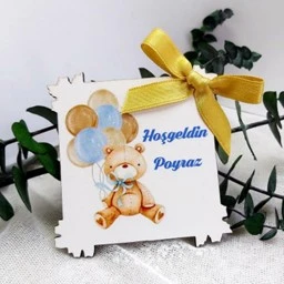 Çerçeve Ahşap Magnet Fiyonlu Erkek Bebek Yenidoğan Hediyelik