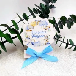 Fiyonklu Büyük Boy Ahşap Bebek Şekeri Magnett