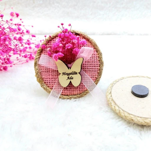 Kız Bebek Magnet Pembe Hasır Tabla 