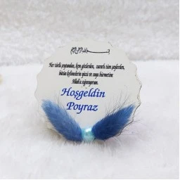 Kuru Çiçekli Ahşap Buzdolabı Magnet Erkek Bebek