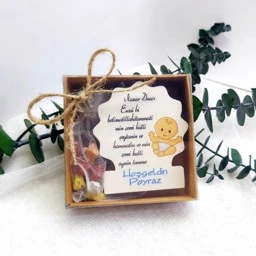 Kutulu Nazar Dualı Ahşap Magnet Bebek Hediyeliği