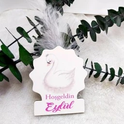 Tüylü Büyük Boy Ahşap Bebek Şekeri Magnett