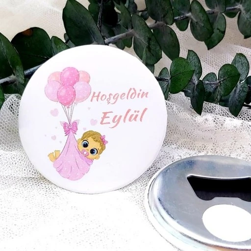 Balonlu Uçan Kız Bebek Açacak Magnet Hediyelik