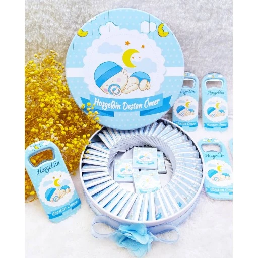 Uyuyan Bebek Baskılı Açacak Ve Çikolata Set Bebek Şekeri