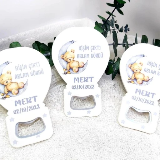 Yeni Doğan Bebek Buzdolabı Magnet Yıldızda Uyuyan Ayıcık