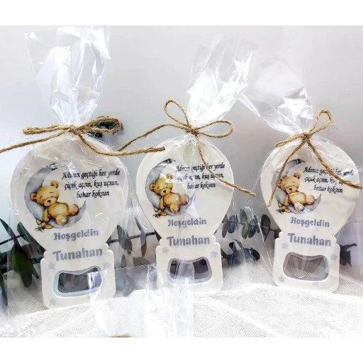 Yeni Doğan Bebek Buzdolabı Magnet Yıldızda Uyuyan Ayıcık