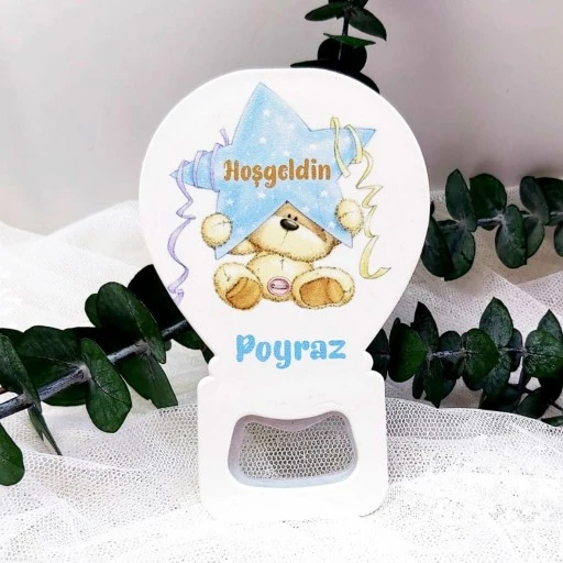 Yıldız Tutan Ayıcık Yeni Doğan Bebek Buzdolabı Magnet