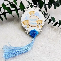 Çiçekli Ve Püsküllü Ahşap Bebek Şekeri Magnet