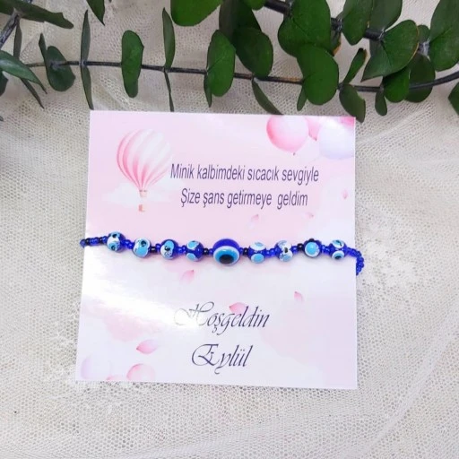 Bileklik Kız Bebek Şekeri Doğum Hediyelik Nazarlıklı Lüks Şans Bilekliği 