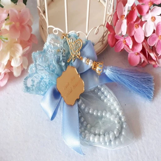 İnci Tesbihli Mavi Kese Mevlit Hatırası