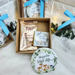 Sevimli Hayvanlar Baskıslı Açacak Kahve ve Çikolata Bebek Şekeri Magnet Yenidoğan Mevlüt Hediyelik