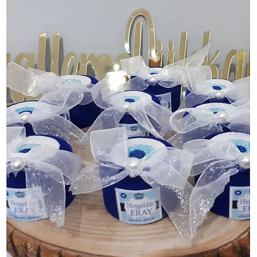 Organze Kurdelalı Nazarlık Kutular Bebek Şekeri
